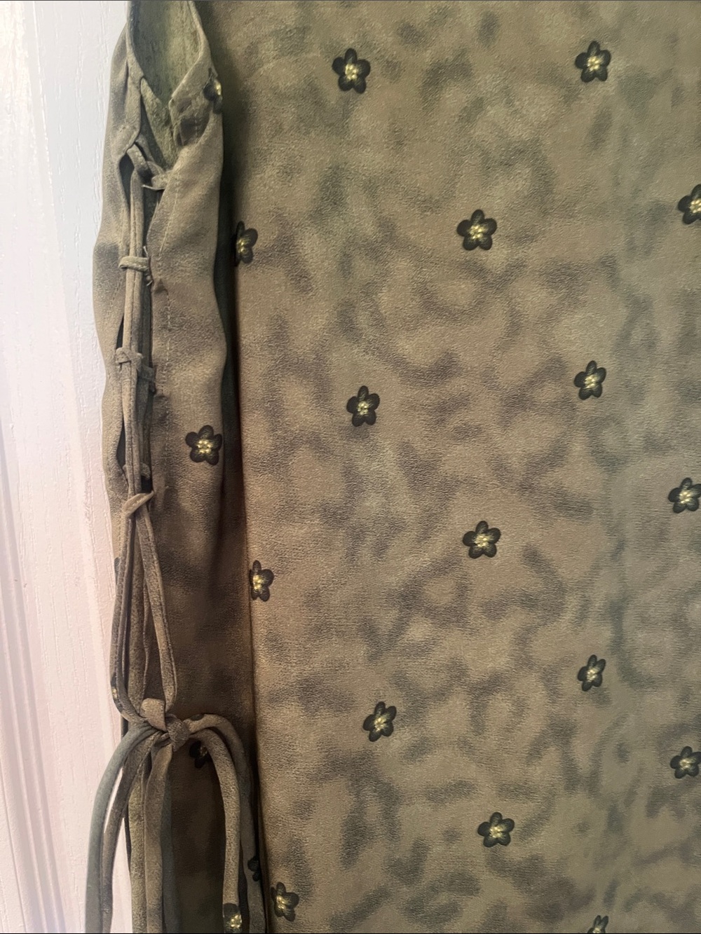 Vintage Olive Green Hippie Tank Maxi Dress with Side Ties and Ethnic Vibe - Picture 2 of 5